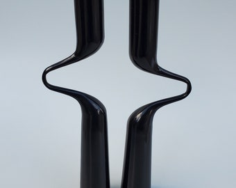 Mikaela Dorfel Designer Danish Modern Tango Candleholders - MCM Modernist Design - Black Finish - made By Menu of Denmark - 12.5"