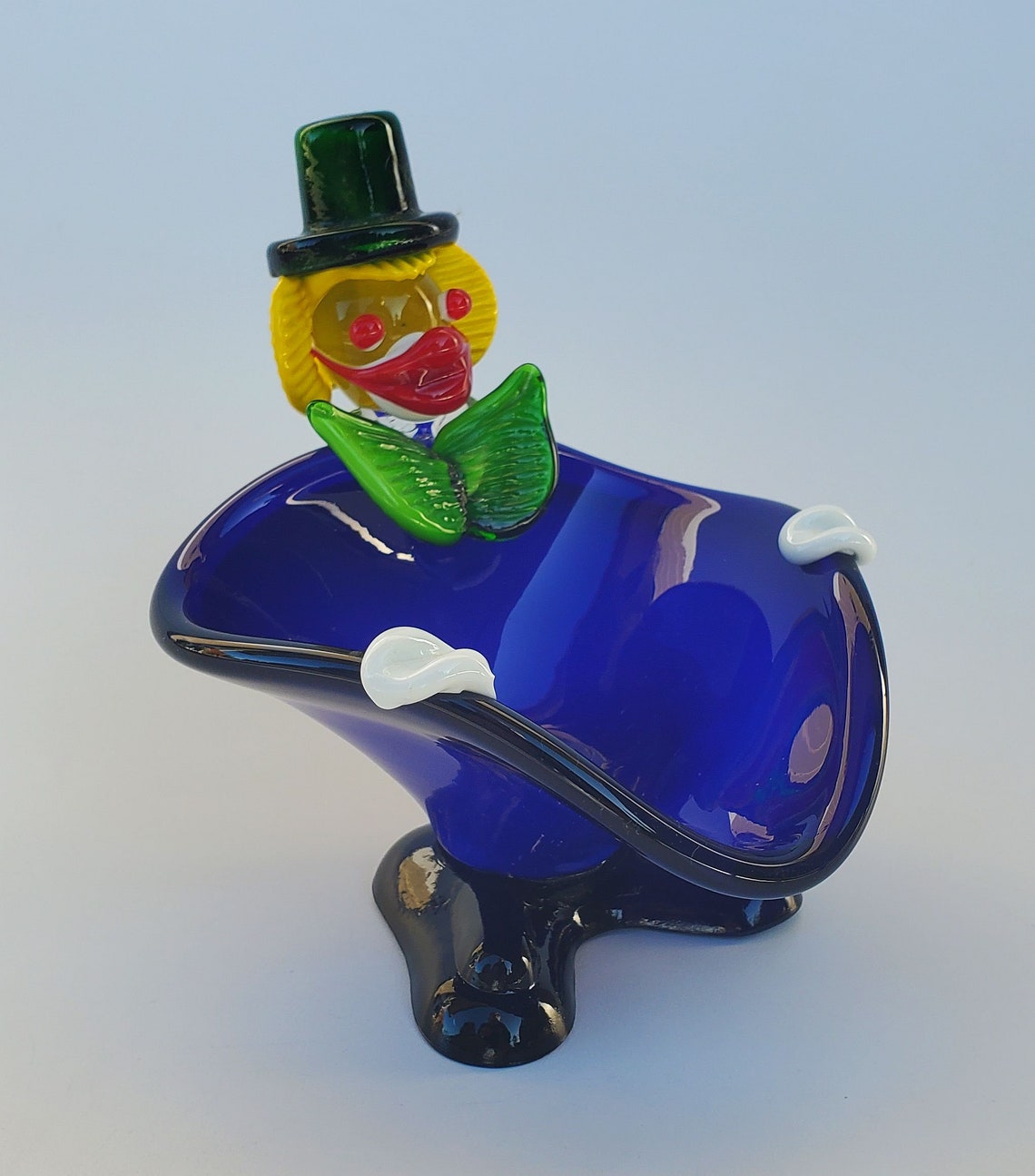 Vintage Murano Glass Clown Ashtray Dish Deep Blue Coloration Etsy