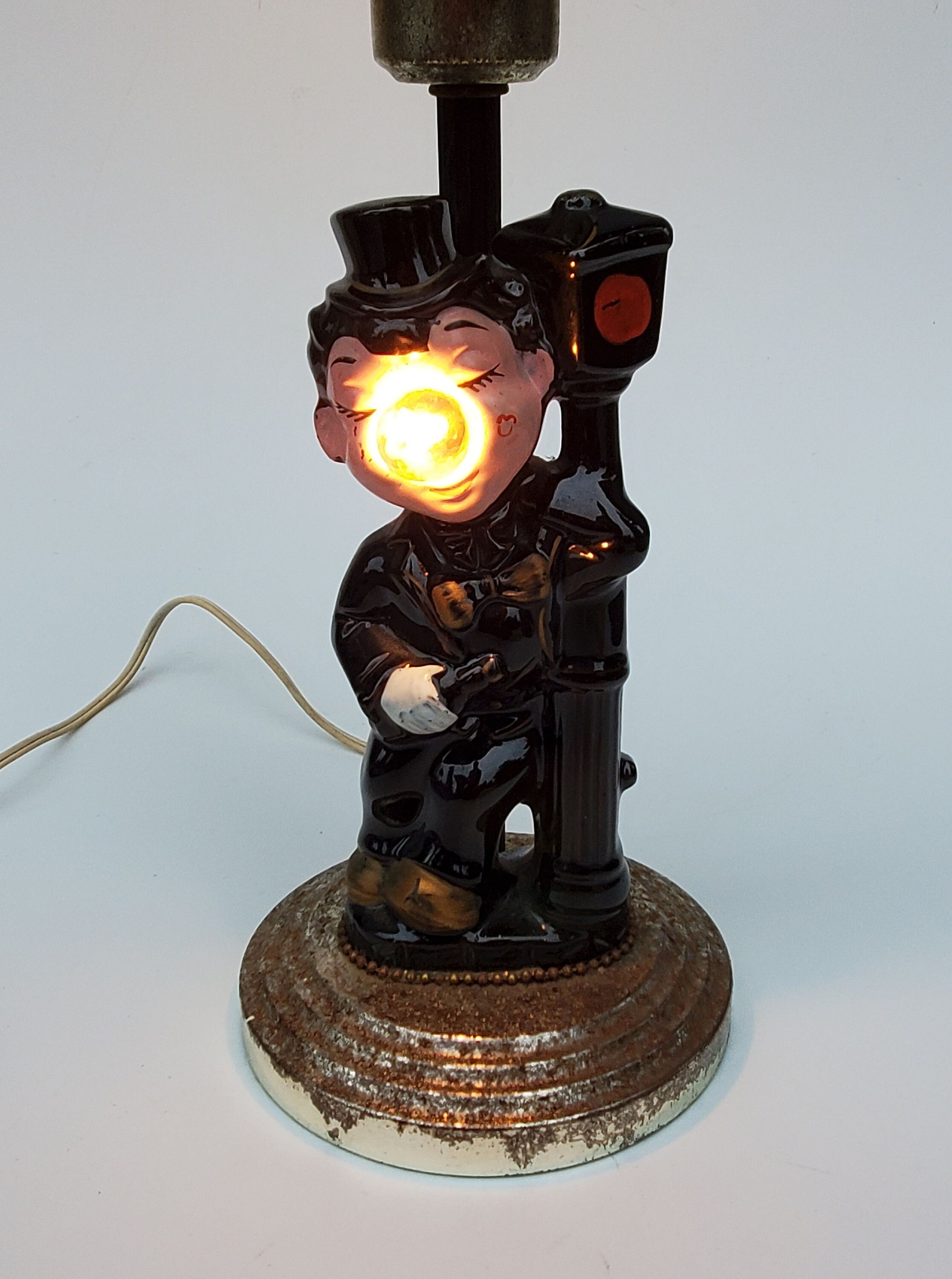 Vintage Bar is Open Table Lamp Man in Top Hat on Lamp Post Etsy
