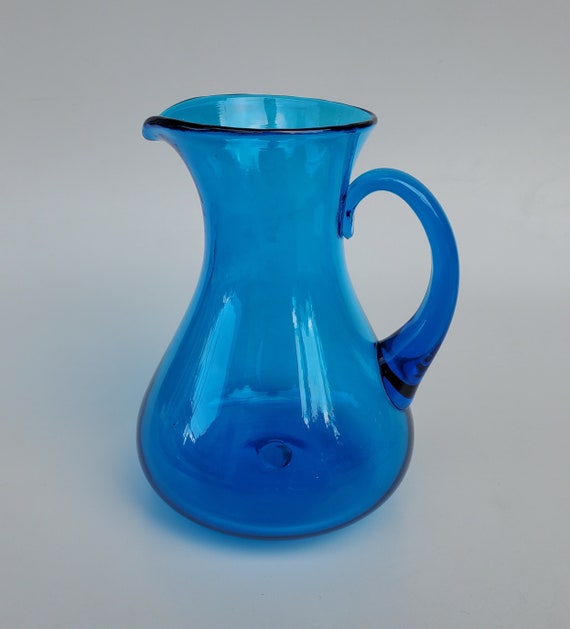 Blenko Art Glass Pitcher - Shape 546 - Turquoise Blue Coloration