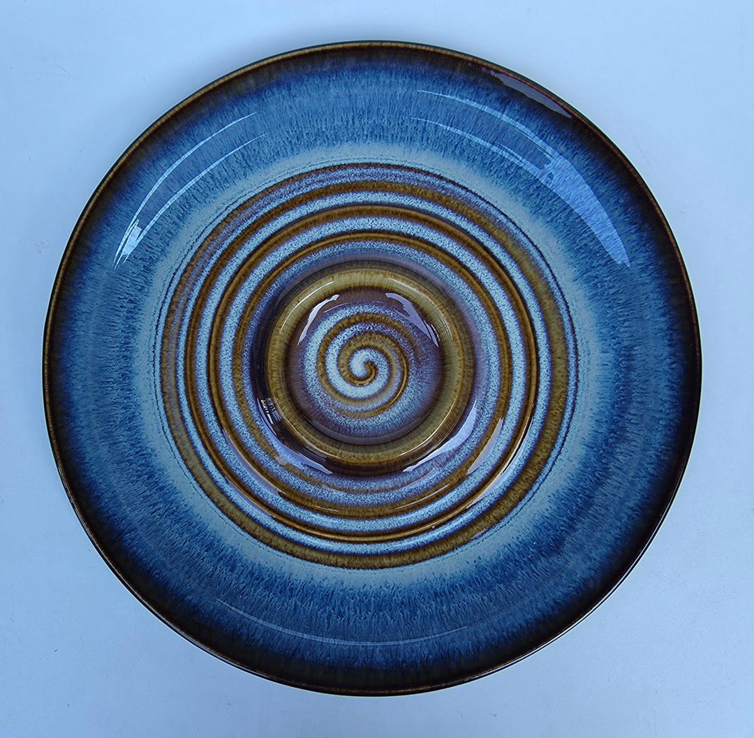 Bill Campbell Studio Pottery Large Condiment Plate - Spiral