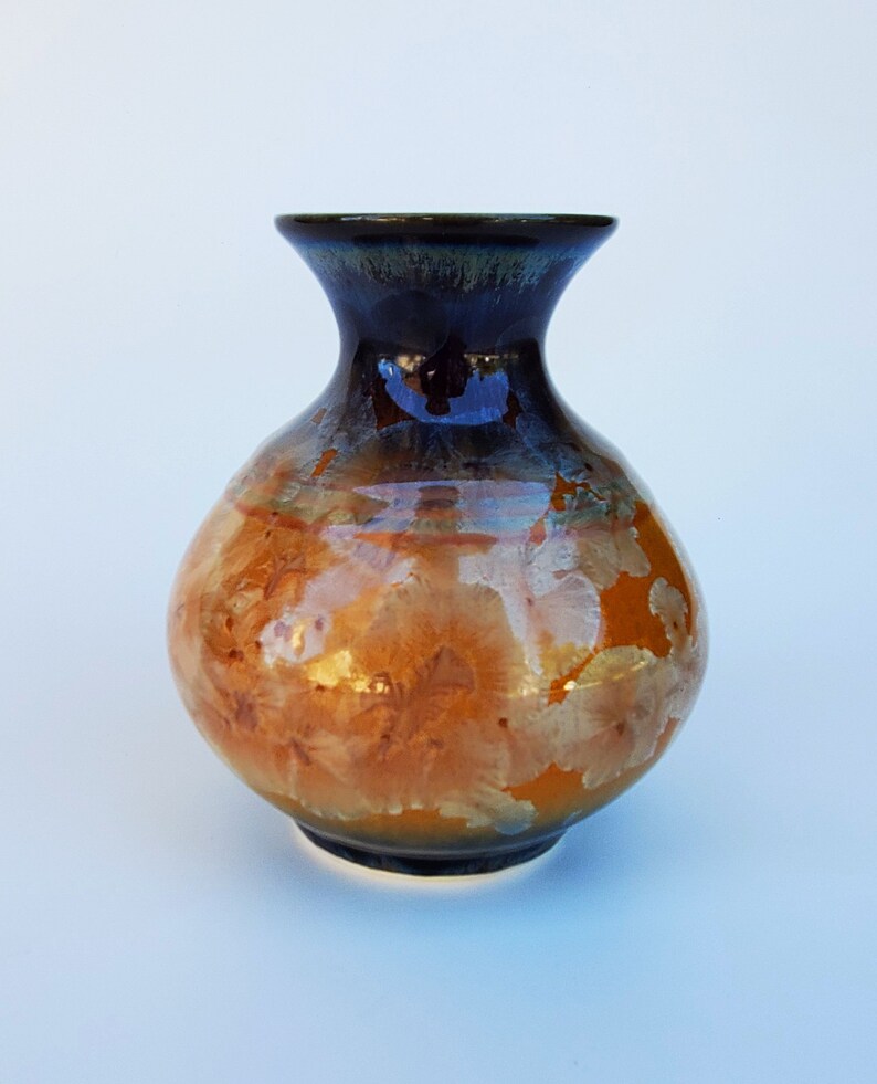 Bill Campbell Blue Crystalline Studio Pottery Vase Cambridge Etsy