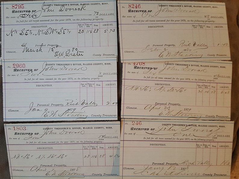 Mcleod County Minnesota Treasurers Office Tax Receipts From Etsy