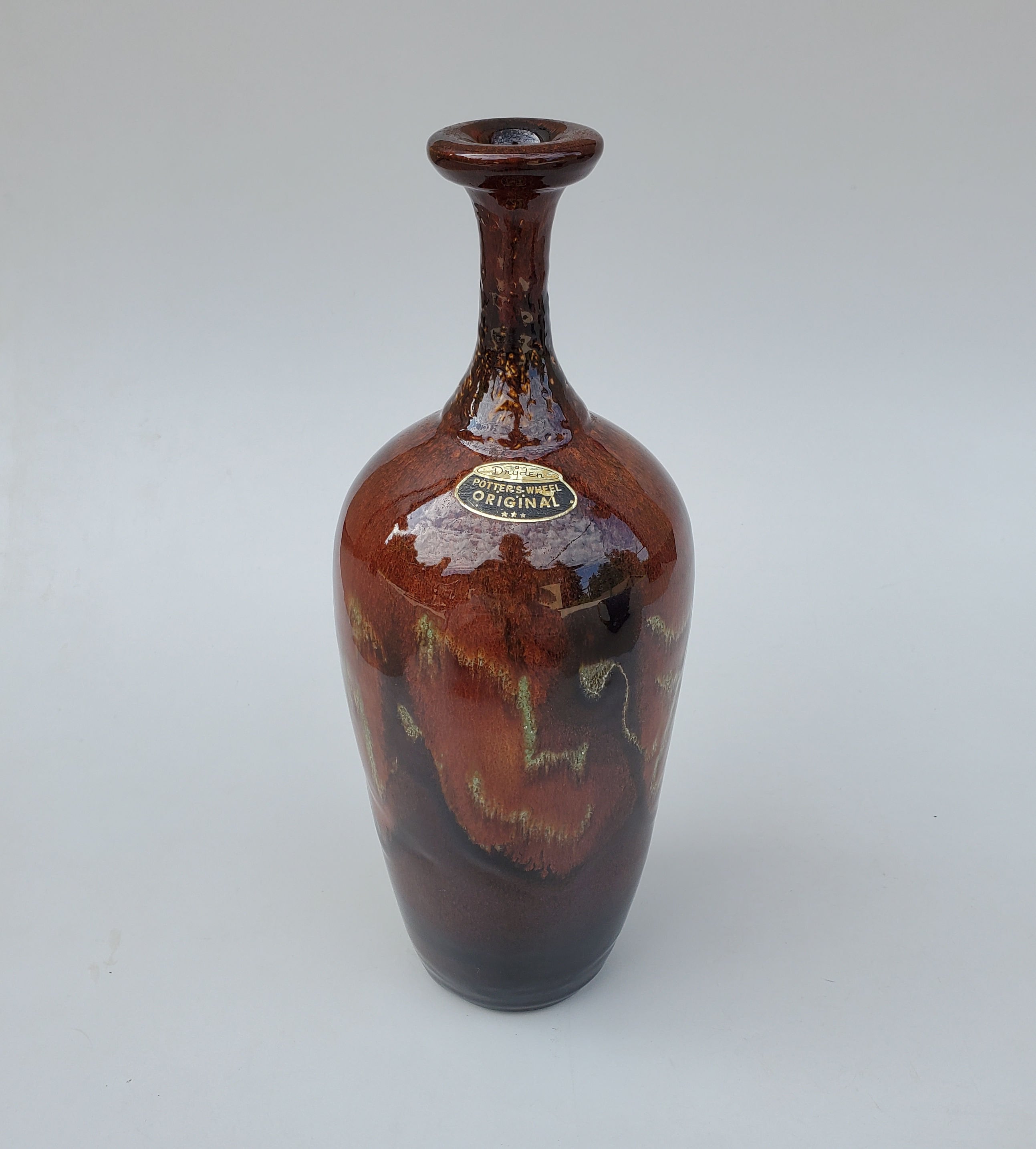 Dryden Pottery Company Hand Thrown Large Bottle Form Pottery Vase