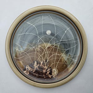 Don Salisbury Pottery Large Stoneware Charger Chop Plate - Hand-Decorated Mountain Scene - Bellingham WA Studio Potter - 13.5"