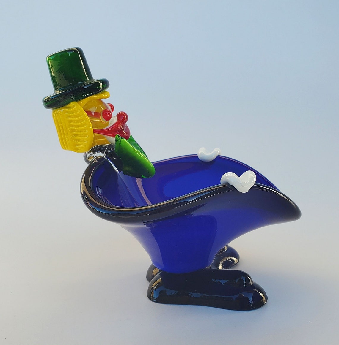 Vintage Murano Glass Clown Ashtray Dish Deep Blue Coloration Etsy
