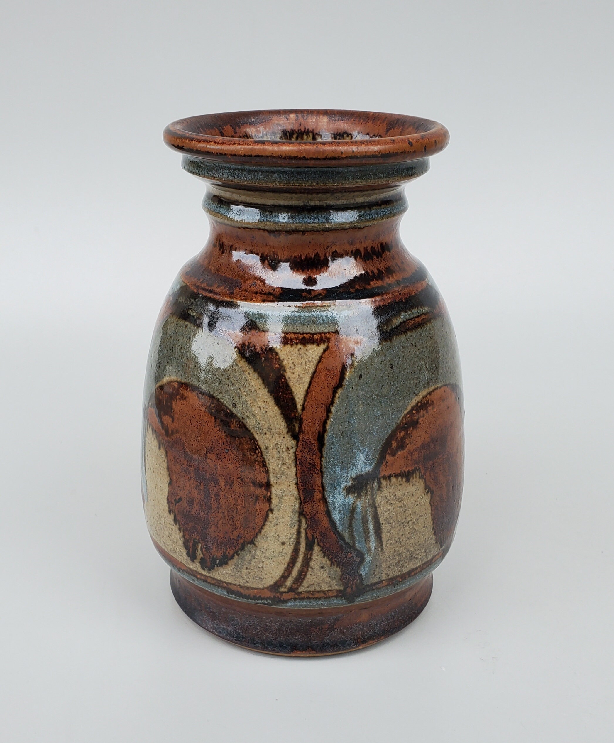 Beautiful Vintage Dominican Pottery Paint Drip Design Stoneware Vase