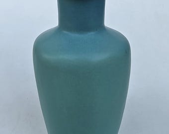 Van Briggle Art Pottery Bottle Form Vase - Turquoise Ming Blue Glaze - Colorado Springs Art Pottery - 9.75"
