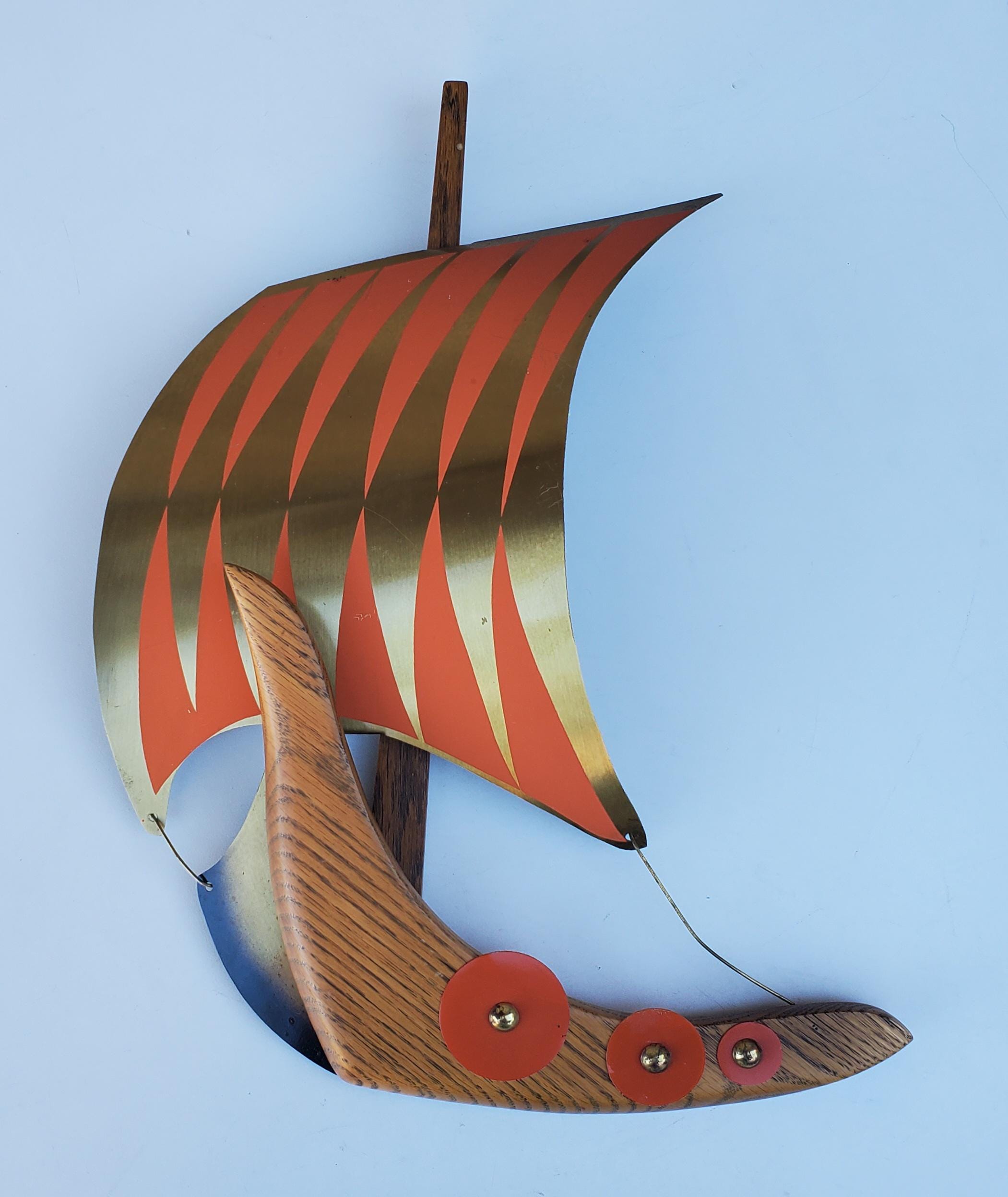 Maskateers Vintage Viking Ship Wall Art - Orange Sail - Mid