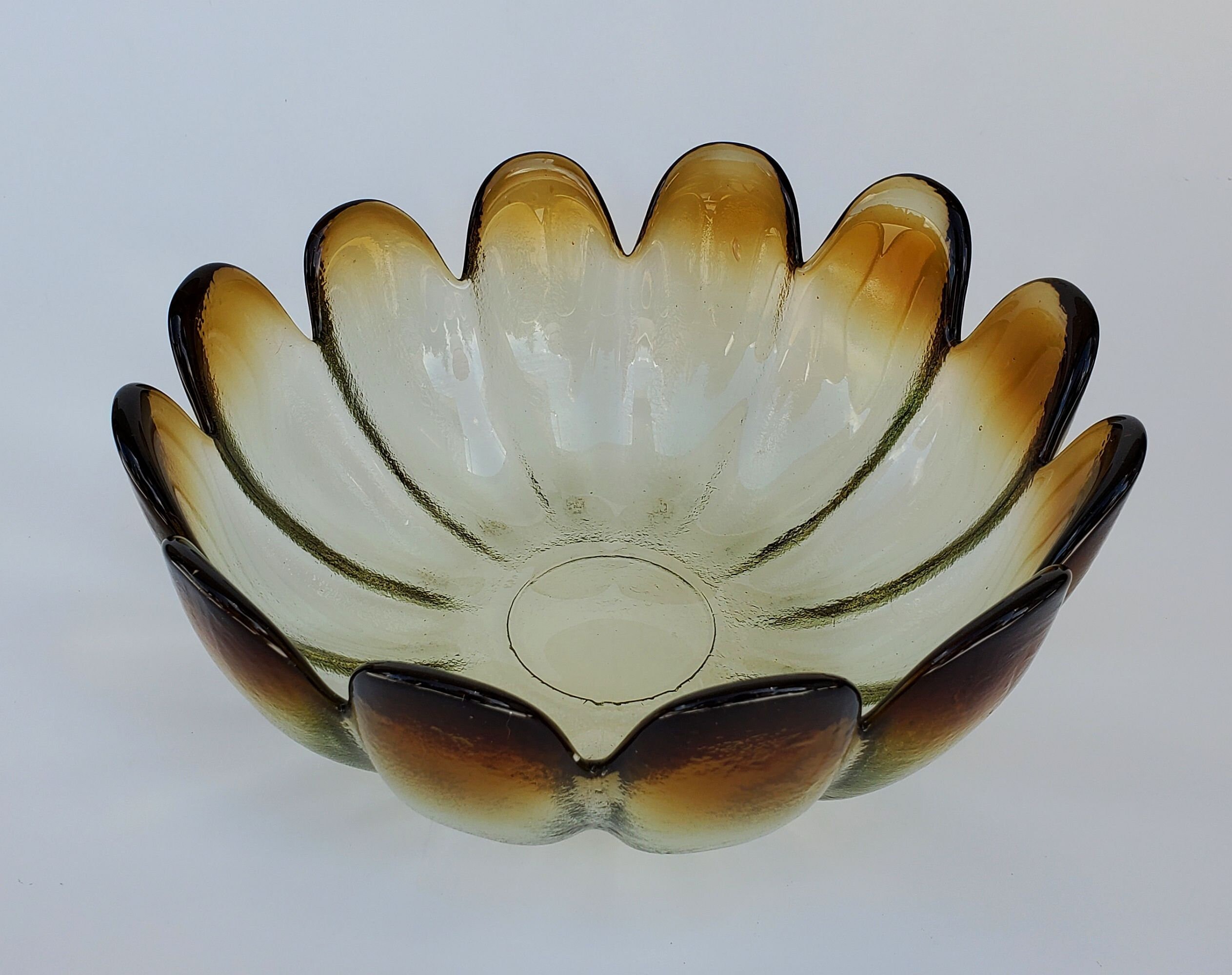 Indiana Glass Art Glass Lotus Flower Petal Bowl Vidrio Etsy