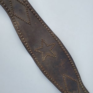 Old Vintage Motorcycle Leather Studded Kidney Belt - Old Star And Diamond Stud Design - Vintage Leather Motorcycle Belt