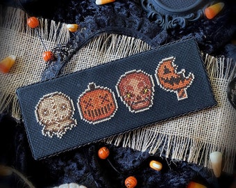 Trick R' Treat Crew - Cross Stitch Pattern ~ Samhain, Sam Unmasked, Horror, Gothic, Halloween, Movie, Sam, Spooky, Pumpkin, Candy, Lollipop