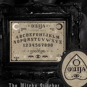 Ouija Board & Planchette Occult Cross Stitch Pattern BUNDLE Witch Cross Stitch, Horror, Macabre, Modern, Gothic stitch, Halloween image 1