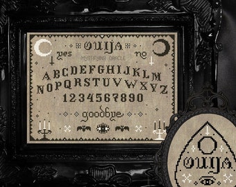 Ouija Board & Planchette - Patrón de punto de cruz oculto PAQUETE ~ Punto de cruz de bruja, Horror, Macabro, Moderno, Punto gótico, Halloween