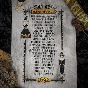 Souvenir de Salem - motif point de croix - wicca, sorcière, occulte, gothique, païen, commémoratif, sorcellerie, potence, soeurs, frères