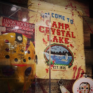Camp Crystal Lake Sign - Horror Cross Stitch Pattern - Friday the 13th, Jason, Movie, Halloween, Gothic, Modern, Funny