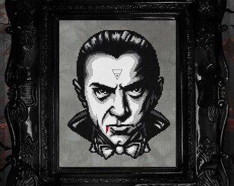 Bela Lugosi ~ Dracula ~ Gothic Cross Stitch Pattern - Vampire, Halloween, Horror, Blood, Spooky, Classic, Alchemy, Vintage, Goth