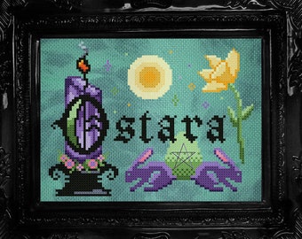 Ostara ~ Cross Stitch Pattern - Modern, Witchy, Gothic, Sabbat, Spring, Witch, Wheel Of The Year, Pagan, Easter, Spring Equinox