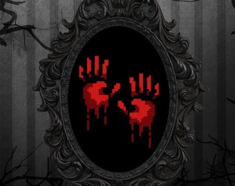 Bloody Handprints ~ cross stitch pattern - Horror, Gothic, True Crime, Serial, Killer, Slasher, Diy, Haunting, Bloody Hands