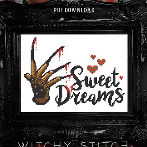 Sweet Dreams Freddy K Cross Stitch Pattern Horror, Movie, Macabre, Thriller, Murder, Modern, Slasher, Elm Street image 5