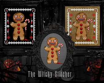 The GingerDead Man - Gingerbread Man - Cross Stitch Pattern - Modern, Macabre, Gothic, Funny, Xmas, Horror, Christmas, Krampus, Candy Cane
