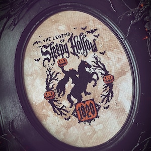 Sleepy Hollow Headless Horseman - Cross Stitch Pattern ~ Halloween, Horse, Mt Pleasant, Pumpkin Head, Gothic, Spooky, DMC 310 image 7