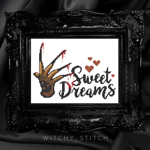 Sweet Dreams Freddy K Cross Stitch Pattern Horror, Movie, Macabre, Thriller, Murder, Modern, Slasher, Elm Street image 7