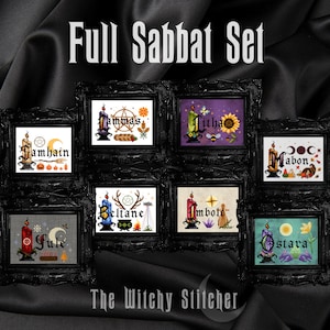FULL Sabbat Cross Stitch Pattern Set ~ Bundle, Samhain, Yule, Imbolc, Ostara, Beltane, Litha, Lammas, Mabon, Wheel of the Year, Witch, Wicca