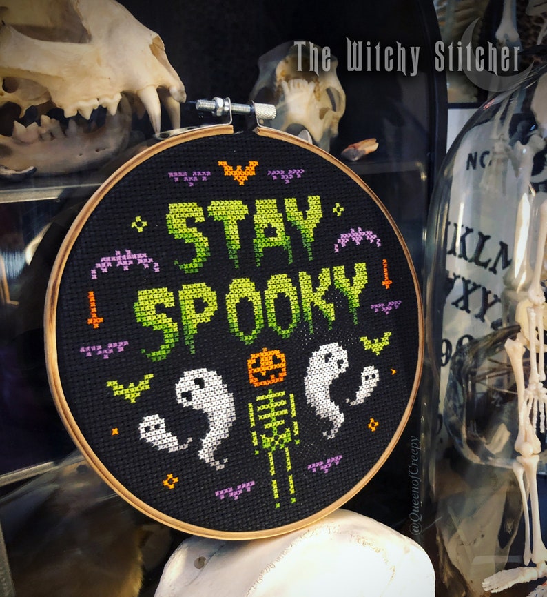 Stay Spooky Halloween Cross Stitch Pattern Creepy Cute Etsy