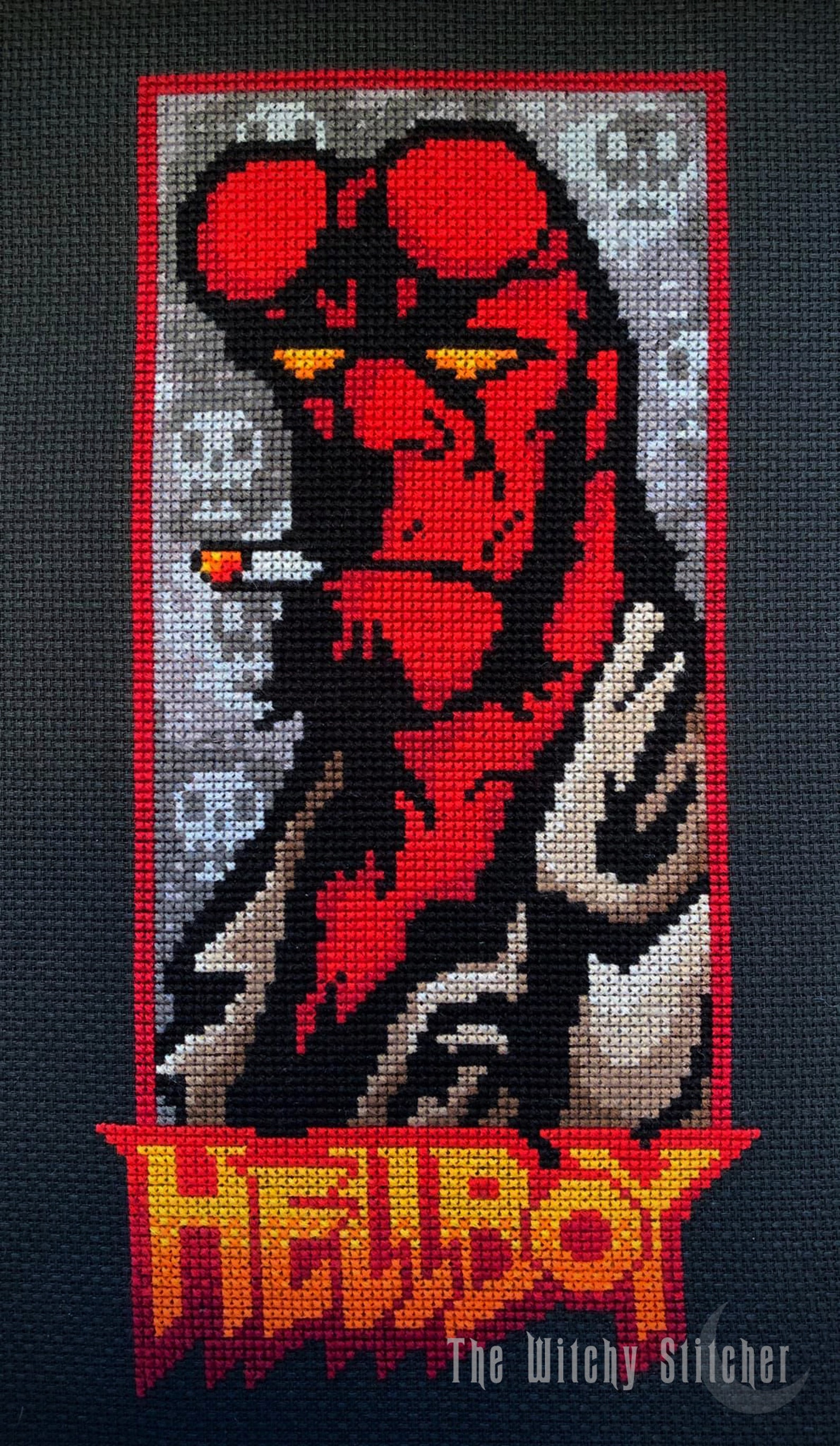 Hellboy - Cross Stitch Pattern - 3 Versions! Modern, Comic Book, Dark ...