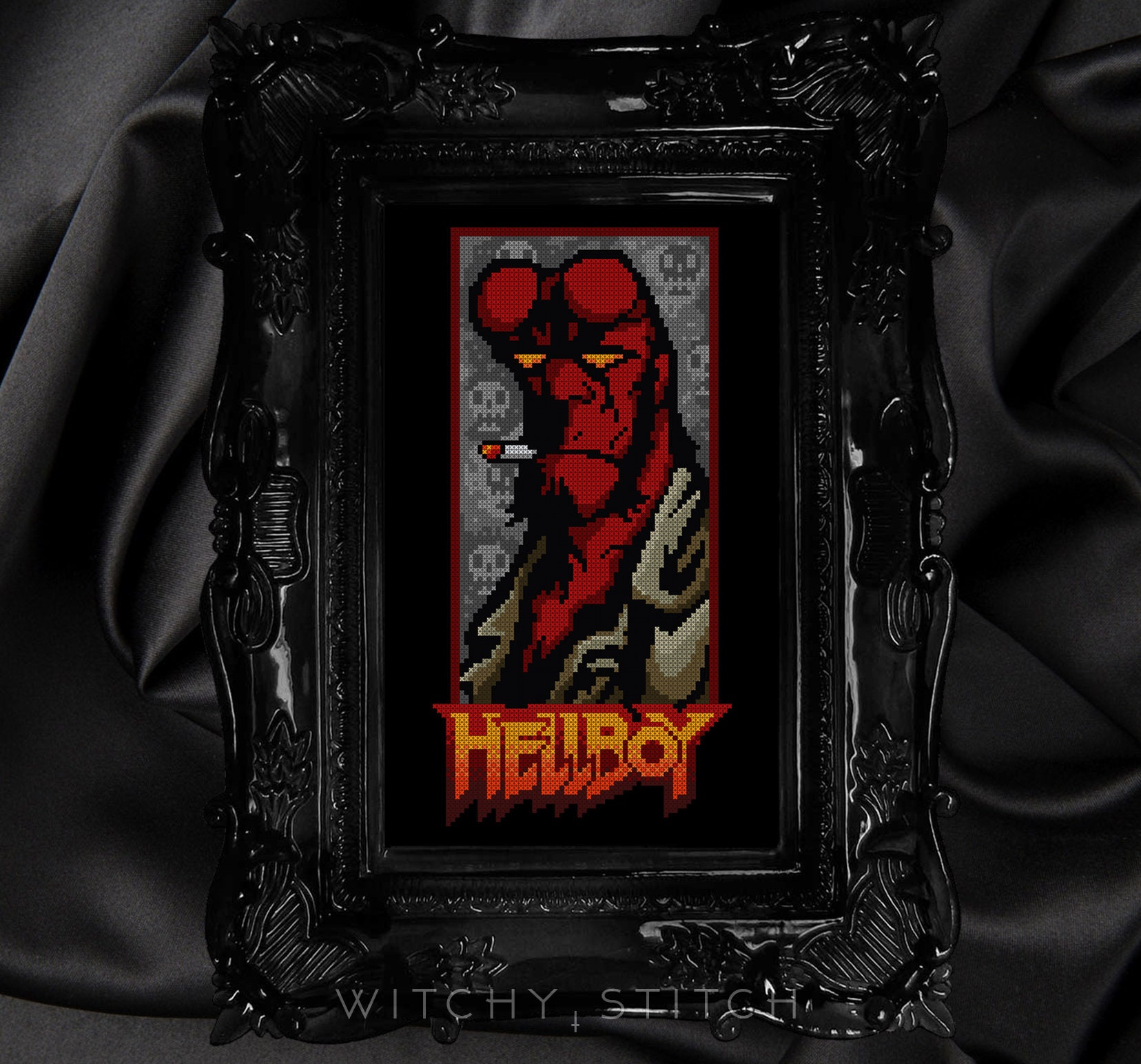 Hellboy - Cross Stitch Pattern - 3 Versions! Modern, Comic Book, Dark ...