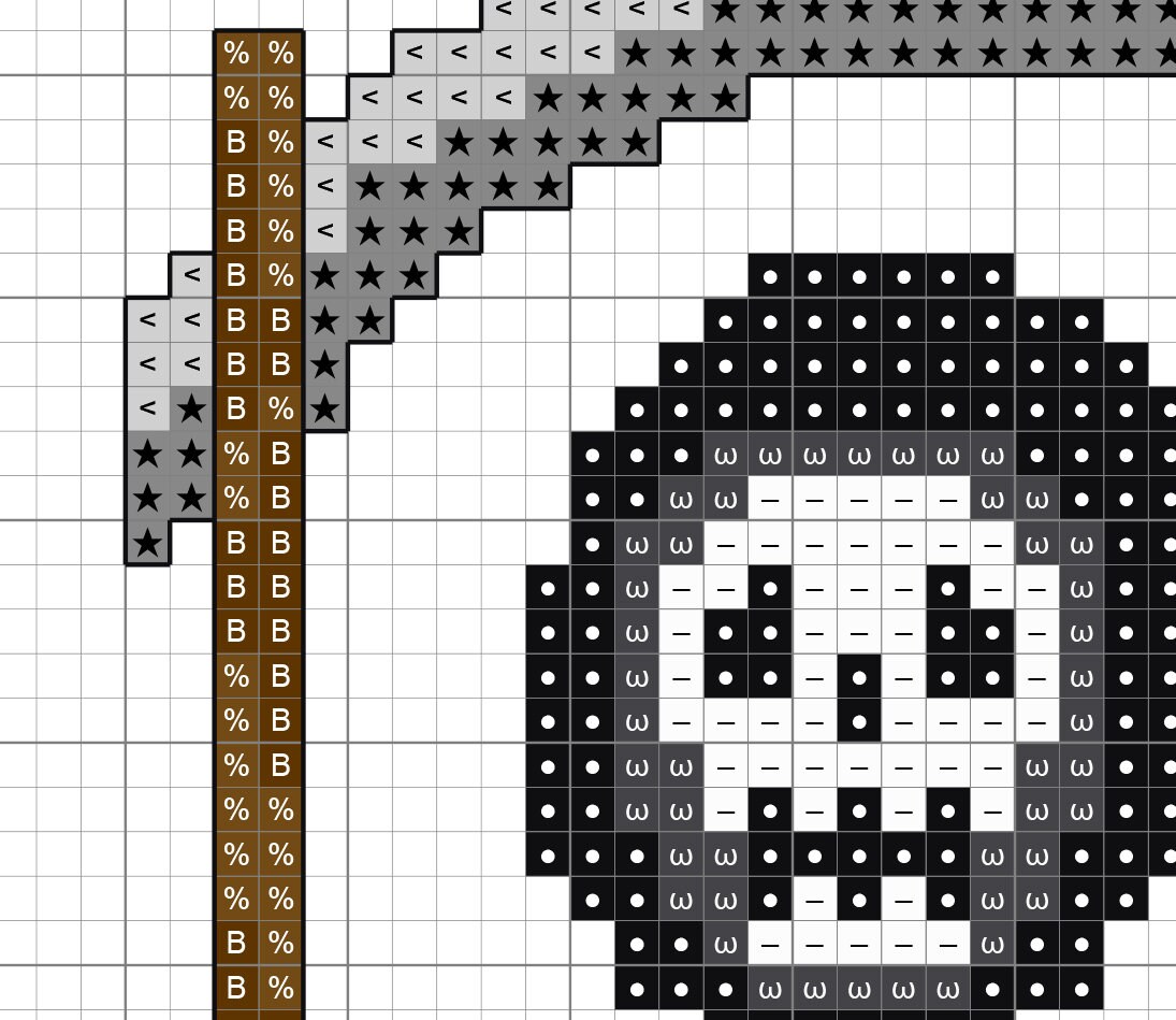 anime grim reaper cross stitch grid