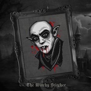Nosferatu ~ Gothic Cross Stitch Pattern - Vampire, Halloween, Horror, Blood, Spooky, Classic, Alchemy, Vintage, Goth