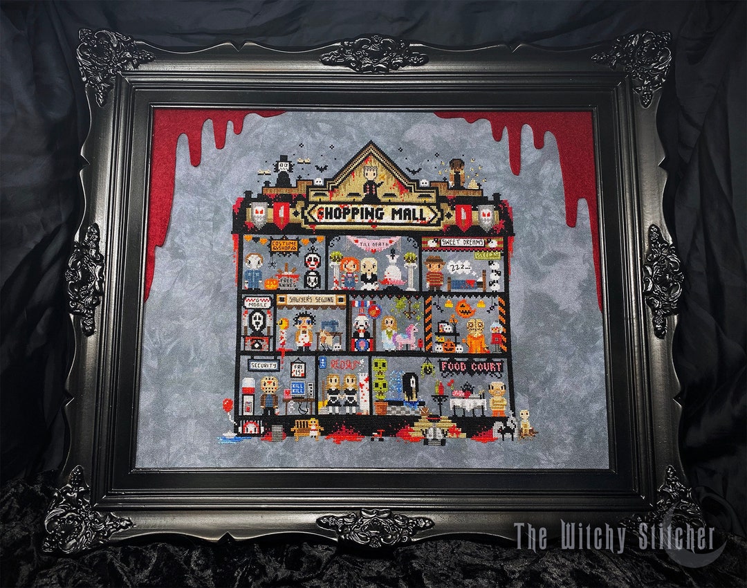 Chopping Mall Stitchalong (SAL) Cross Stitch Pattern - Mystery, Horror, Gothic, Slasher, Killer, Halloween, Spooky, Funny, Cult Classics