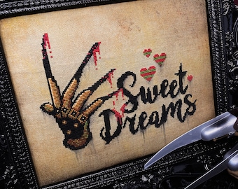 Sweet Dreams ~ Freddy K ~ Cross Stitch Pattern - Horror, Movie, Macabre, Thriller, Murder, Modern, Slasher, Elm Street