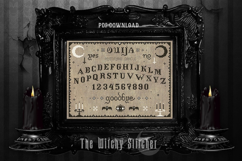 Ouija Board & Planchette Occult Cross Stitch Pattern BUNDLE Witch Cross Stitch, Horror, Macabre, Modern, Gothic stitch, Halloween image 3