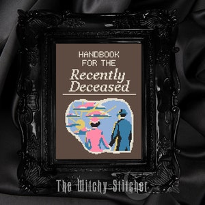 Handbook for the Recently Deceased Cross Stitch Pattern Gothic, Halloween, Movie, Cult Classic, Spooky, Book image 3