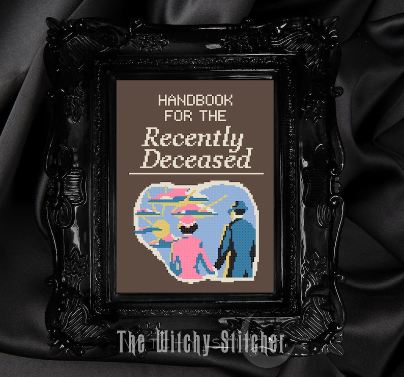 Handbook for the Recently Deceased Cross Stitch Pattern Gothic, Halloween, Movie, Cult Classic, Spooky, Book image 3