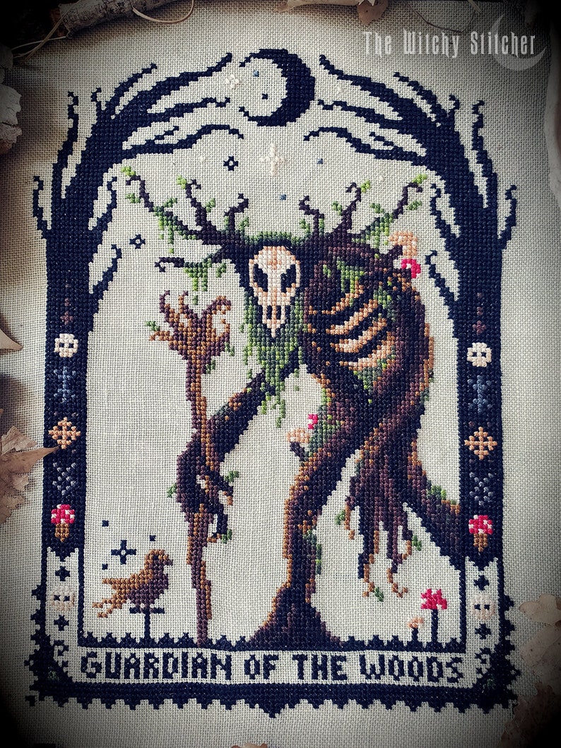 Leshy Cross Stitch Pattern Witch, Gothic, Witchcraft, Slavic Folklore, Forest Spirit, Guardian Of The Woods, Russian, Leshen, Witcher image 5