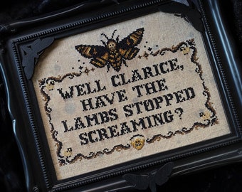 Have The Lambs Stopped Screaming? - Cross Stitch Pattern - Silence Of The Lambs, Hannibal, Horror, Deaths Head Moth, Hawk Moth, Gothic, Odd