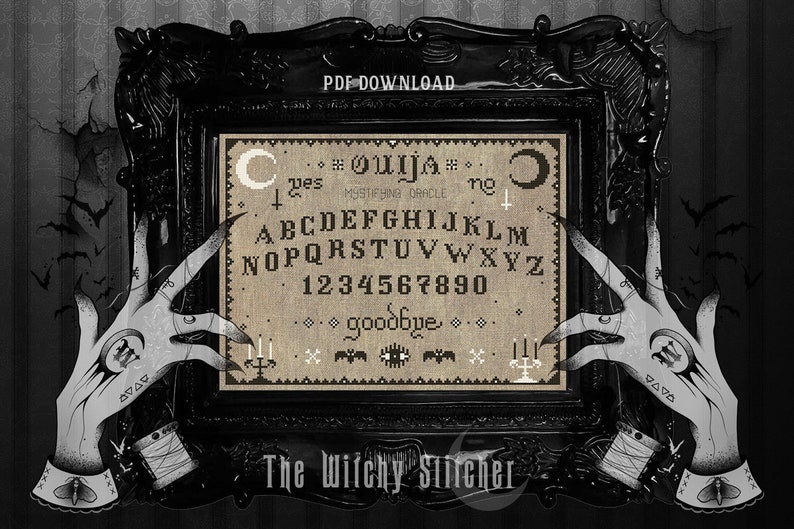 Ouija Board & Planchette Occult Cross Stitch Pattern BUNDLE Witch Cross Stitch, Horror, Macabre, Modern, Gothic stitch, Halloween image 2