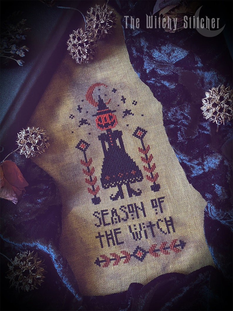 Season of the Witch Halloween Cross Stitch Pattern Witch - Etsy