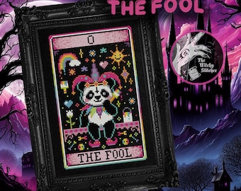 The Fool - Nostalgic Tarot - Cross Stitch Pattern - Retro, 90's, Vintage, Rainbow, Colourful, Weird, Nostalgia, Esoteric, Occult, Gothic