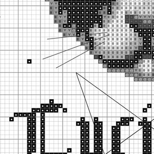 K&ouml;nnte beinhalten: Schwarzwei&szlig;es Pixel-Art-Design eines Gesichts mit dem Wort "Lucin" darunter.