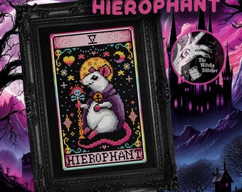 Hierophant - Nostalgic Tarot - Cross Stitch Pattern - Retro, 90's, Vintage, Rainbow, Colourful, Weird, Nostalgia, Esoteric, Occult, Gothic