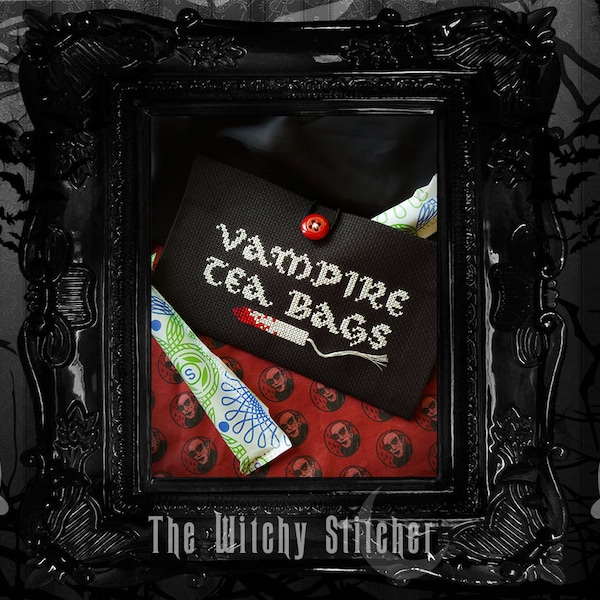 Vampiertheezakjes ~ Gotisch kruissteekpatroon - Tampon, Periode, Halloween, Horror, Bloed, Spookachtig, Klassiek, Goth