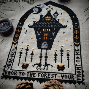 Baba Yaga - Cross Stitch Pattern ~ Witch, Gothic, Witchcraft, Slavic Folklore, Chicken Leg House, Children, Cauldron, Russian