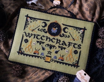 Witchcrafts - Cross Stitch Pattern ~ Gothic, Witchy, Crafty, Sewing, Scissors, Thread, Needle, Embroidery, Craft Room, Tools