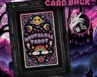 Card Back - Nostalgic Tarot - Cross Stitch Pattern - Retro, 90's, Vintage, Rainbow, Colourful, Weird, Nostalgia, Esoteric, Occult, Gothic