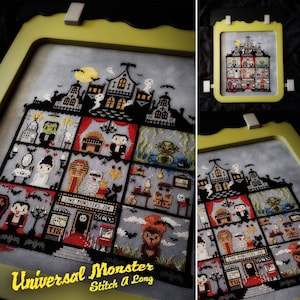 Monster Stitch A Long (SAL) Kreuzstichmuster - Mystery, Horror, Gothic, Halloween, Frankenstein, Mummy, Wolfman, Phantom, Dracula